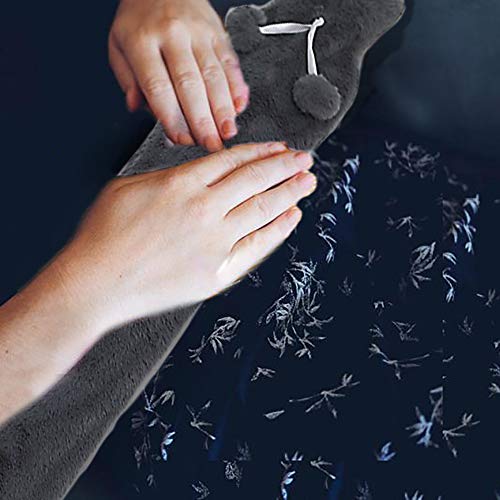 Long-Hot-Water-Bottle-with-Cover2L-Hot-Water-Bottle-with-Removeable-Washable-Soft-Plush-Cover-Warm-in-WinterNatural-Rubber-Bottle-for-NeckWaistBackLegsShoulder74-x-13cm-Dark-Grey