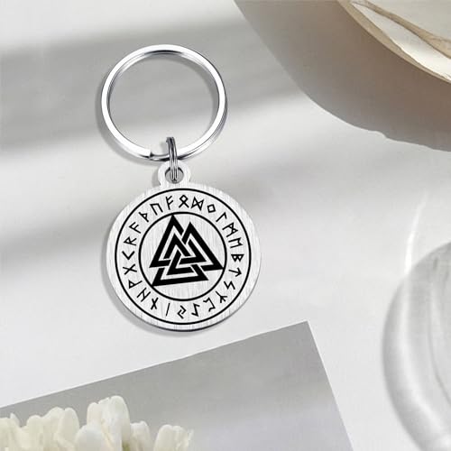 Image of Alotozo Norse Viking Keychain for Men Women - Compass, Tree of Life, Wolf, Odin, Ravens Mythology Gift for Birthday Christmas