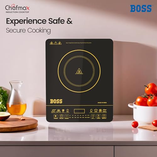Image of Boss Chefmax 2000 Watt Induction Cooktop, Soft Touch Button with 8 cooking modes, Preset timer, Auto Switch Off - Black