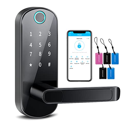 Smart Lock,Bluetooth Enabled Fingerprint and Touchscreen Electronic Door LockOffice Airbnb Hotel Garage School Home Locks for Doors(Black)