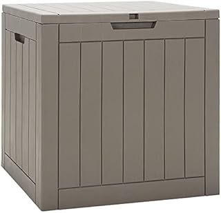 COSTWAY Outdoor Deck Box, 110L Waterproof Plastic Storage Shed with Handles & Lockable Lid, Garden Furniture Organizer for Balcony Yard Poolside Patio (Coffee)
