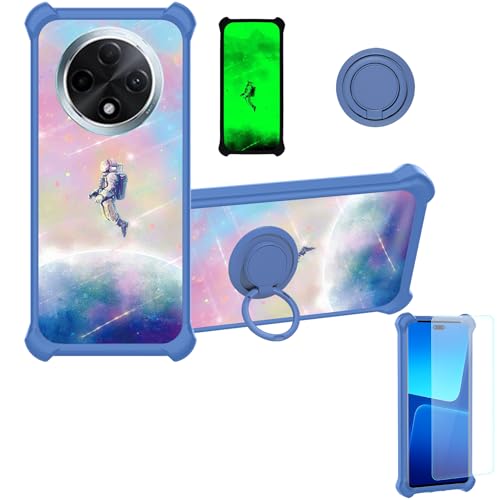 jioeuinly Case Compatible for Oppo A3 Pro Phone Case Cover [with Tempered Glass Screen Protector][Hard PC + Soft Silicone][Ring Support] [Luminous Effect] YGL-FXJ