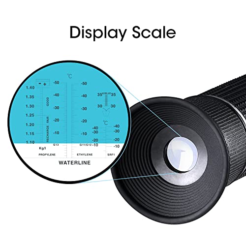Image of Antifreeze Refractometer for Glycol, Coolant, Battery Acid, Checking Freezing Point, 4 in 1 Antifreeze Coolant Tester for Automobile Antifreeze Systems Windshield Washer Fluid