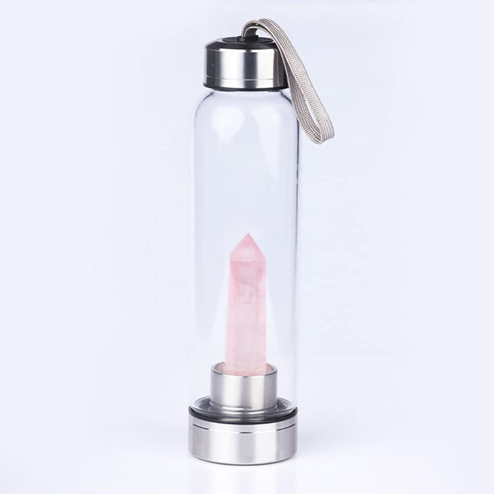 Bouteille en cristal de quartz rose naturel pour élixir de gemme pure Pierre Gemme