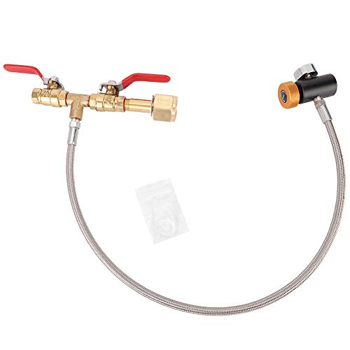 Simlug CGA320 Connector CO2 Filling Adapter with 24in Hose Dual Vale Gauge