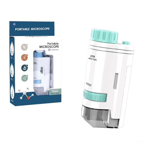 Microscopio portatile per bambini con zoom 200x, sorgente luminosa a LED, connessione al telefono cellulare e obiettivo a messa a fuoco rapida per esplorazione dettagliata (G)