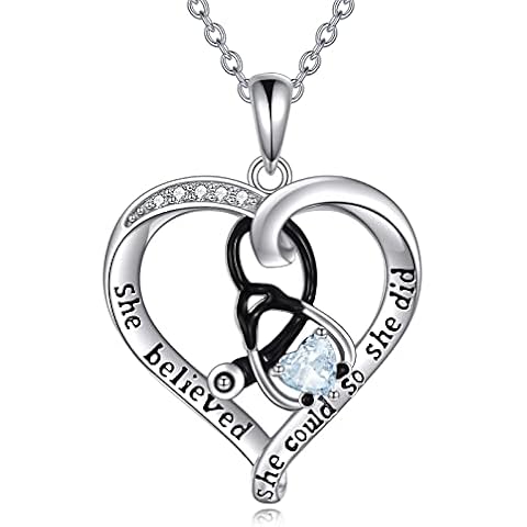 WINNICACA Nurse Gifts for Women Graduation for Nurses Silver Stethoscope Necklace Nurse Blue Heart Necklaces for Women Heartbeat Jewelry for Doctor Nurse Medical Student Christmas Gifts for Women Cover