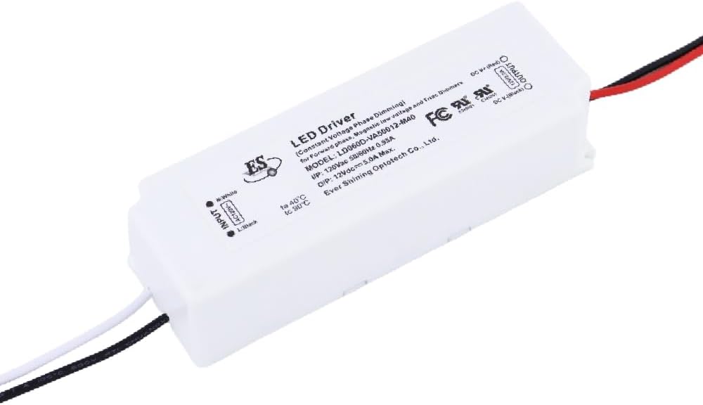 12V LED Driver Dimmable 60 Watts Electric Low Voltage Transformer Triac Dimming LED Power Supply 110V to 12 Volt DC 5Amps 60W Small LED Driver Waterproof IP67