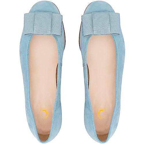 SHODENSE Women Bow Flats Shoes Round Closed Toe Slip On