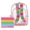 Club libby lu rainbow clear backpack for school 16 inch stadium approved transparent bag with matching be kind pencil pouch 3 piece set  urban country home decor