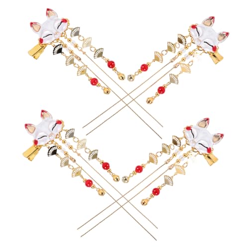 Barrettes renard en alliage avec pompons et épingles à cheveux Hanfu pour fille