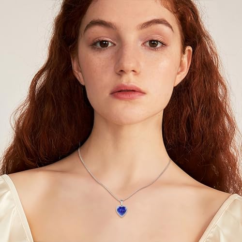 Love Heart Necklace 925 Sterling Silver Simple Halo Solitaire Pendant Birthstone Jewelry for Women2