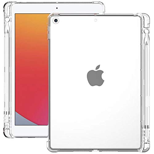 Sffine Clear Case For New Ipad 10.2 7Th/8Th/9Th Generation 2021/2020/2019 With Pencil Holder, Shockproof Thin Slim Transparent Flexible Tpu Gel Silicon Back Cover Protective Shell Fit Ipad 10.2 Inch #TOP1