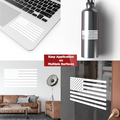 Image of American Flag Vinyl Decal USA Tactical Military Patriotic Subdued (White) (Set of 2) Premium Waterproof Vinyl Decal Stickers for Car Truck RV Helmet Bumper Window Laptop Rearview Mirror