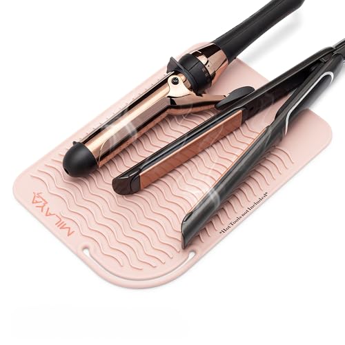 Professional Silicone Heat Resistant Styling Station Mat for All Hair Irons, Curling Iron, Straightener Pad, Iron Flat Hair, Waver, Hair Styling Tools Appliances Hair Dryer Salon Tools Rose Gold Blush