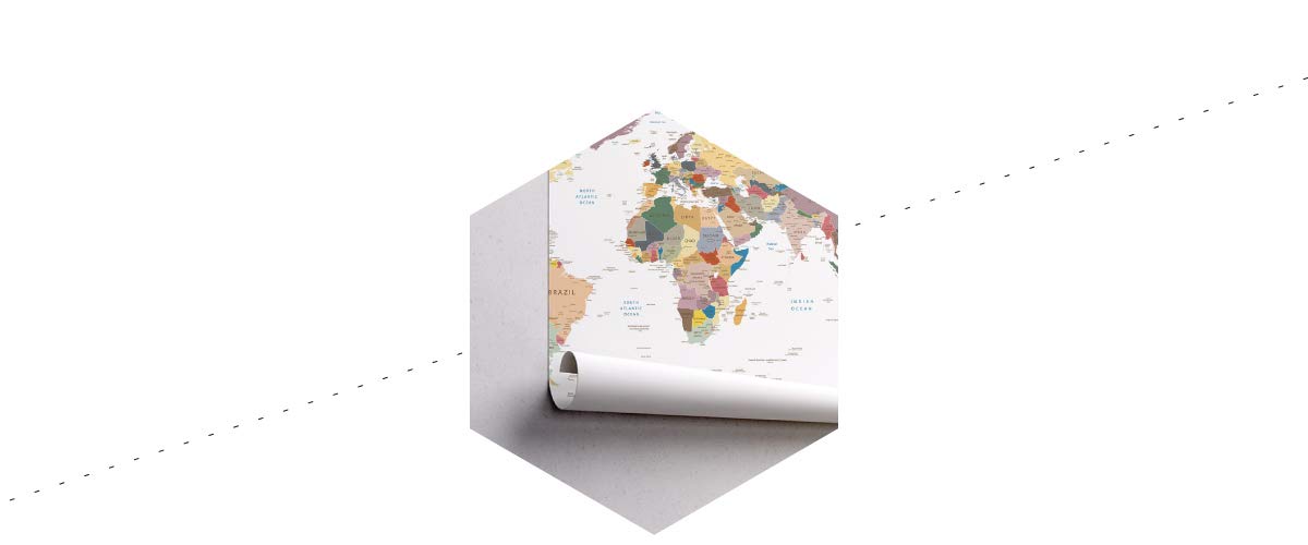 Muralo fototapeta - mapa świata - 150 x 225 cm, tapeta ścienna z włókniny, mapa, karta geograficzna, do salonu, sypialni, nowoczesne obrazy ścienne XXL, dekoracja ścienna