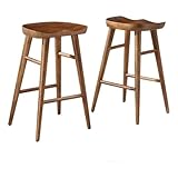 Modway EEI-6739-WAL Saville Backless Wood Counter Stools - Set of 2, Walnut