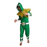 Bioworld Power Rangers Green Ranger Adult Long Sleeve Hooded Cosplay Onesie Costume Union Suit-Large
