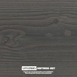 Littlefair's Wood Stain Water Based - 500 ml - Indoor Furniture Stain Light & Dark Finishes - Special Non Toxic & Eco Friendly Formula - Wood Stain for Crafts - Colour: Driftwood Grey