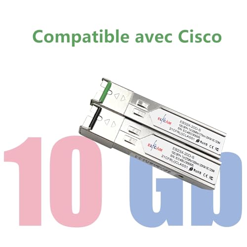 Elfcam® - 1 Pair 10Gbps SFP+ BiDi Fiber Transceiver Module, with SC Simplex Single Mode Fiber Port, Compatible with Cisco and Open Switch, DDM 20km by Elfcam - Image 3