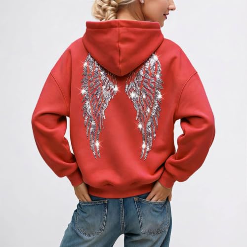 Sudadera holgada de mujer talla grande con estampado de alas Y2K 2