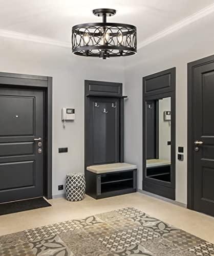 Jonathan Y Sylvain Oil Rubbed Bronze Semi-Flush Mount Light #TOP17