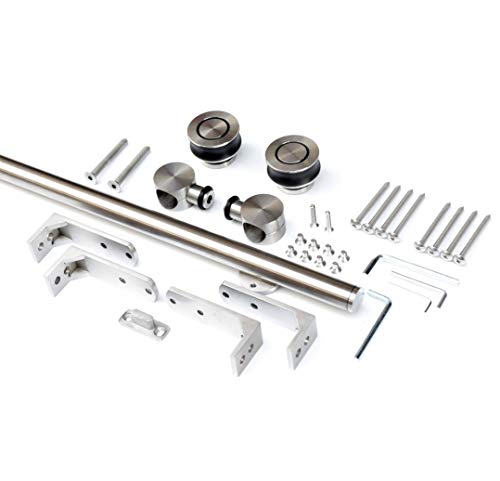 Diyhd 6Ft Ceiling Mount Bracket Concentric Circle Roller Stainless Steel Sliding Barn Wood Door Track Hardware, 6 Ft #TOP2