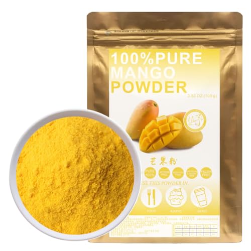 100% Natural Pure Mango Powder 100g/3.52oz 芒果粉 polvo de mango para batidos, batidos, panadería y bebidas, | sin conservantes, sin azúcar añadido