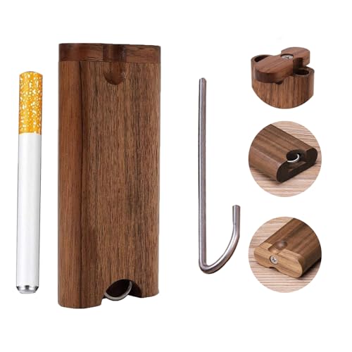 One Hitter Dugout Set with Wooden Box – Portable Dugout, Cigarette One Hitter Pipe, Humidor Cigar...