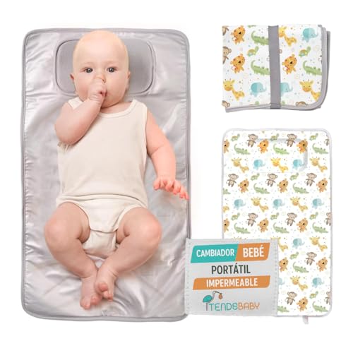 TENDS Cambiador bebe portatil impermeable   Cambiador bebe de viaje plegable acolchado que Mantiene al Bebe Cómodo y Limpio   Perfecto como Regalos Originales para Bebes Recien Nacidos