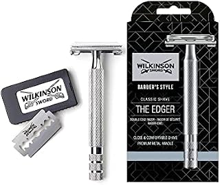 WILKINSON SWORD - Double Edge For Men | Premium Stainless Steel Safety Razor | Razor Handle + 5 Blade Refills
