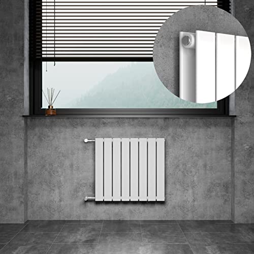 WITEN&NOCK Designheizkörper Austauschheizkörper Flach Paneelheizkörper mit Seitenanschluss Nabenabstand 500 mm inkl. Montageset Bauhöhe 550 Breite 600 mm