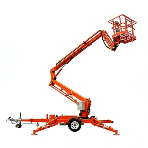 Towable Articulating Boom Lift, 12-22M Working Height Aerial Work Platform with Ground & Platform Dual Control, Portable Hydraulic Elevating Basket for Construction & Landscaping Projects - Thumbnail 2