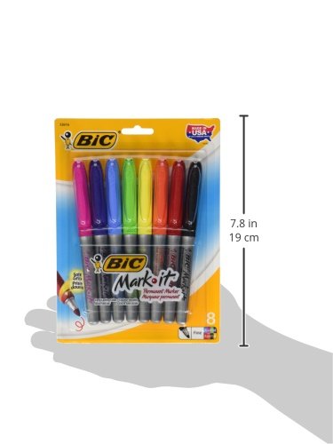 Bic Mark-It Permanent Markers Color Collection, Fine Point, Assorted, 8 Ct #TOP7
