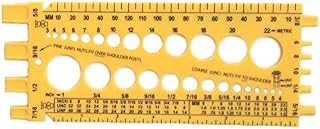 Stainlesstown Nut Bolt Thread Gauge (Yellow) - Measures Diameter, Thread Pitch & Length - Fractional #4 to 1" & Metric 3mm to 22mm - 1/4" Thick Hard Plastic
