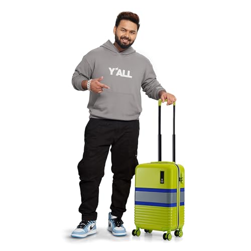 Image of Nasher Miles Mexico Hard-Sided Polycarbonate Cabin Luggage Neon Green and Grey 20 inch |55cm Trolley Bag