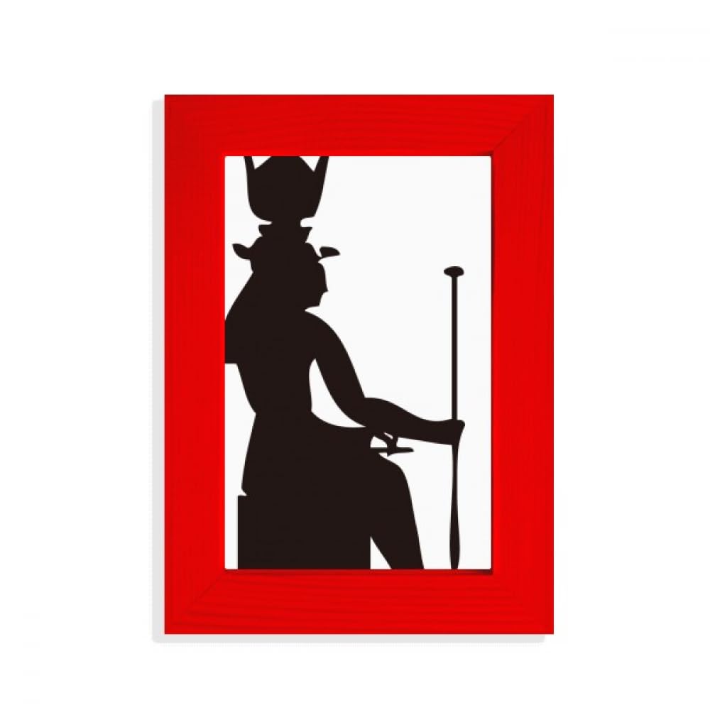 Cadre photo rouge avec contour de sceptre pharaon égyptien pour portrait 13x18