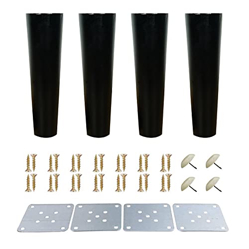 ACRaBoss Juego de 4 Piezas de Muebles de Maderaiza, Piernas de Sofá de Madera Cónica, Piernas de Sofá de Madera Natural, con Placas de Montaje Y Tornillos, para el Diseño de Esquinas Oblicuas de Armar