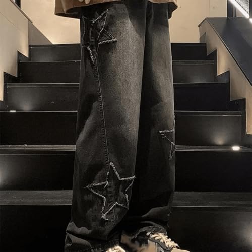 Star Graphics Jeans for Men and Women Y2K Casual Baggy Jeans with Star Design Streetwear Pants2