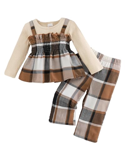 Baby Toddler Girl Clothes Long Sleeve Shirt Tops Wide Leg Pants Little Girl Kids Clothes 2 Piece Fall Outfits