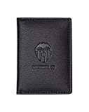 Valencia CF, Tarjetero de Socio de Piel de Vacuno, Negro, con 2 Bolsillos de Ventana, Diseño Estadio Mestalla, Costuras Reforzadas, Incluye Caja Negra. Producto Oficial