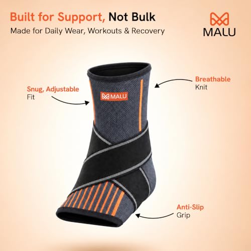 Image of Ankle Support Brace - Adjustable Compression Ankle Binder for Sprain, Swelling & Ligament Pain Relief | Breathable Ankle Wrap for Injury Recovery, Sports & Daily Use - Men & Women-Grey (S)