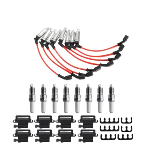 8 piezas Bobina de encendido cuadrada y cable de bujía 38590782 12570553 3859078 392889925 IG-0100 Compatible con piezas de motocicletas automotrices SAVANA 1500 2500 3500 2003 2004 2005