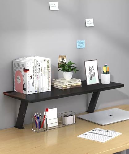 収納 卓上ラック デスクトップ 本棚 デスク棚 デスクトップ収納ラック クランプ固定 デスクラック デスクラック 頑丈なスチール製 クランプ式 卓上棚 小物収納棚 空間活用 (黒,40CM)