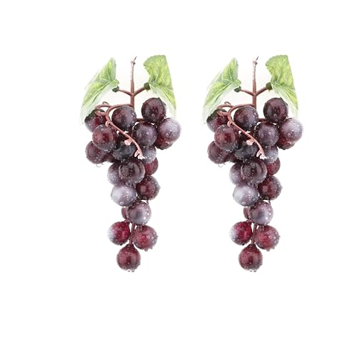 caiyjhao 2PCS Simulation Purple Grapes, Lifelike Rubber Grape Clusters, Fake Grape Clusters, Vine Garland Ornaments, Photography Teaching Props, Table and Kitchen Ornaments (24 Grains)