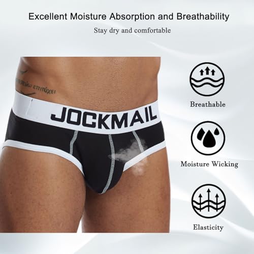 JOCKMAIL Mens Underwear Briefs Men's Cotton Low Rise Briefs Moisture-Wicking Underwear for Men 2-Pack2