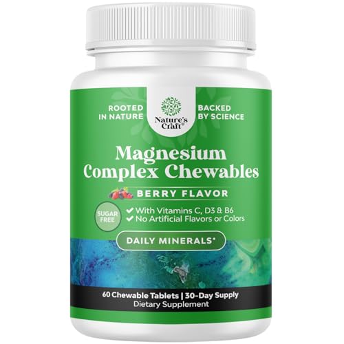 Sugar Free Magnesium Glycinate Chewable - Chewable Magnesium for Adults & Kids with Glycinate...