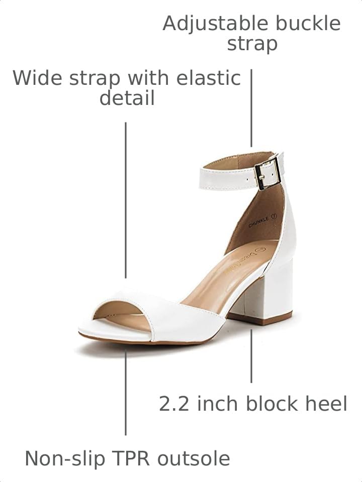 Image of DREAM PAIRS Women's Chunky Heel Sandal | 2.2 inch chunky block heels,open toe with ankle strap buckle, classic comfortable heeled sandals,wedding party dress shoes
