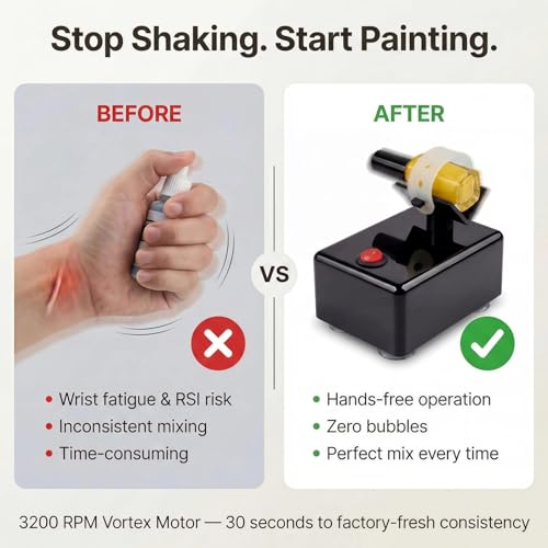 Image of Paint Mixer & Nail Polish Shaker for Model Paints & Nail Polish | 3200 RPM vibration, non-slip base, Hands-free switch, Revives separated paints, for Hobby Model Color, Lash Glue, Tattoo Ink
