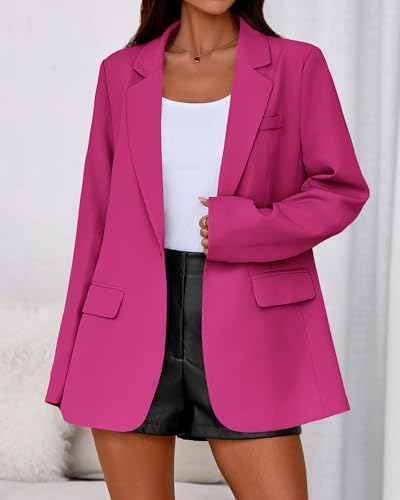 BTFBM Blazers for Women 2026 Fall Business Casual Clothes Open Front Oversized Winter Coats Work Office Suit Jackets(Rose Red, XX-Large) — view 2